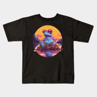 My new aesthetic is a synthwave frog Kids T-Shirt